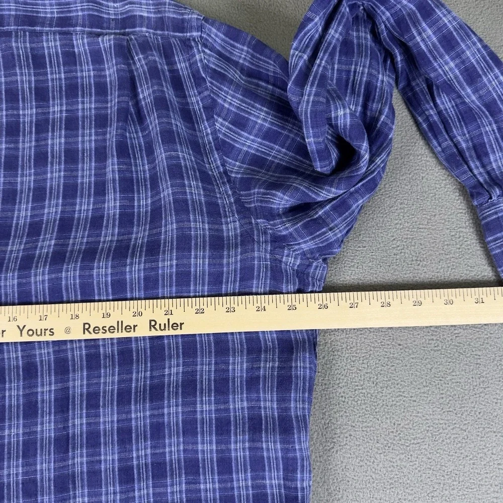 Polo Ralph Lauren Shirt Mens XL Blue Plaid Ocean Wash Linen Prep‎ Beach